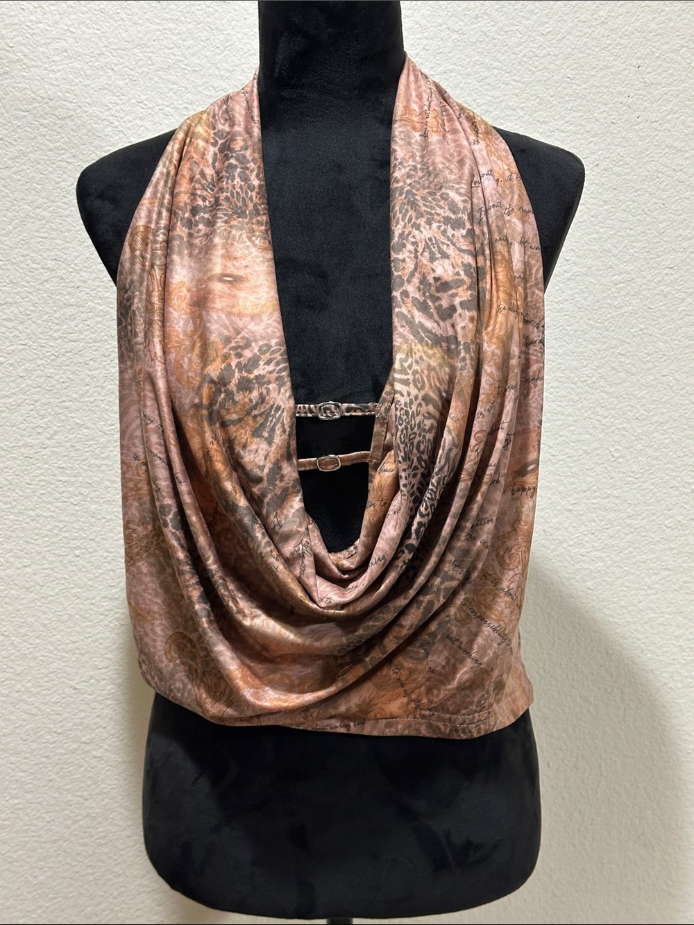 Women's Cowl Halter Top in Rose Gold Brown